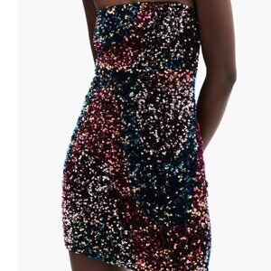 Colorful Mango Sequin Mini Dress